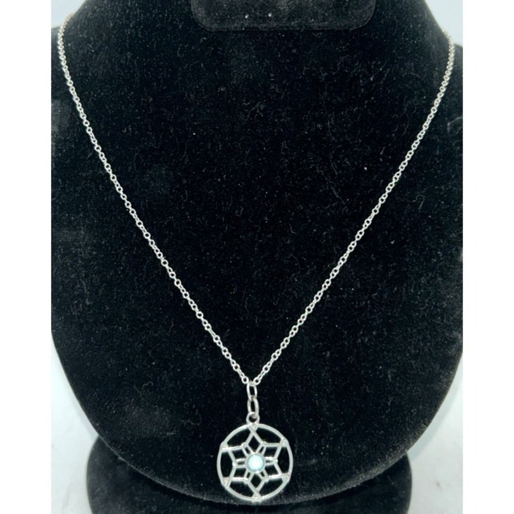 Dreamcatcher Pendant Necklace 925 Silver Blue‎ Charm 20"
